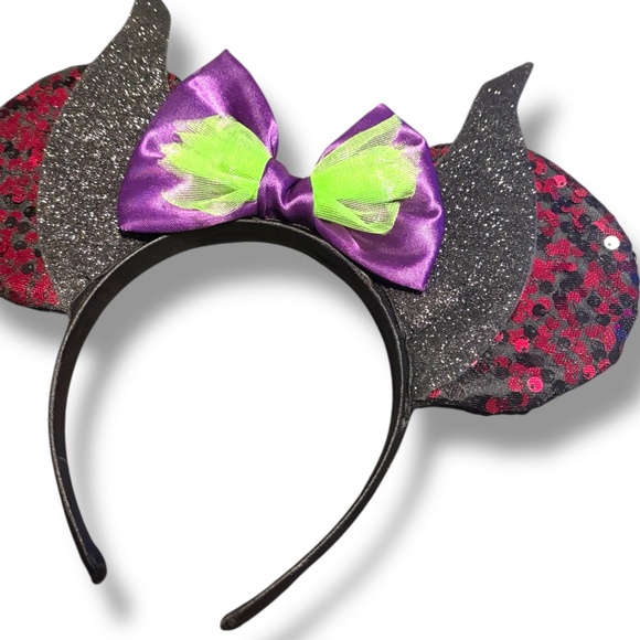 Disney Villains MALEFICENT Sequin Glitter Headband Mickey Mouse Ears Halloween - Picture 3 of 5